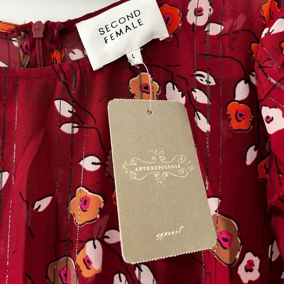 Second Female Anthropologie Silk Mix Maxi Dress Size L - Picture 9 of 13